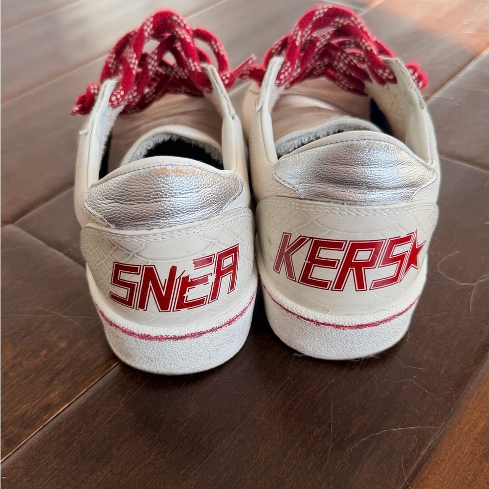 Golden Goose White and Red Ballstars - Picture 2 of 8